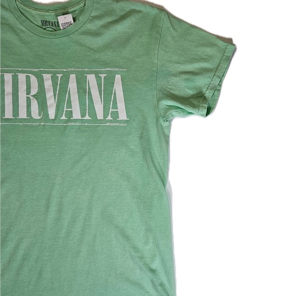 Nirvana Shirt Mens Large Mint Green Happy Face Graphic Short Sleeve Crewneck - Picture 5 of 6